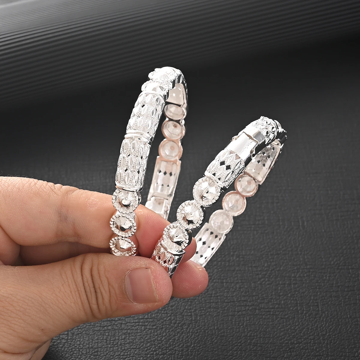 10mm Silver Color New Wedding Bangle For Women Bride CanOpen Bracelets Indian/Ethiopian/france/African/Dubai Jewelry gifts