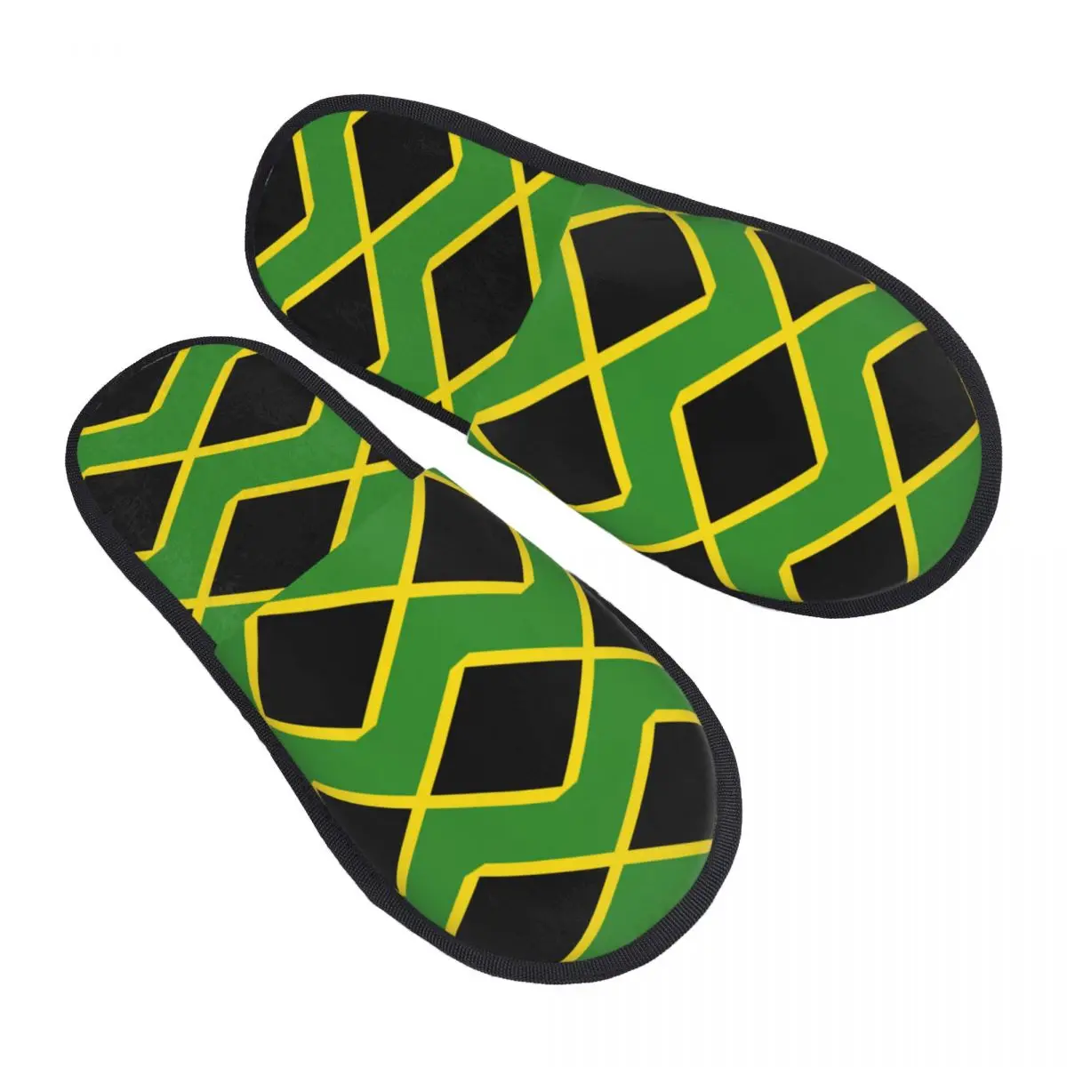 Custom Jamaican Flag Reggae Soft Memory Foam House Slippers Women Cozy Warm Anti-skid Sole Slipper