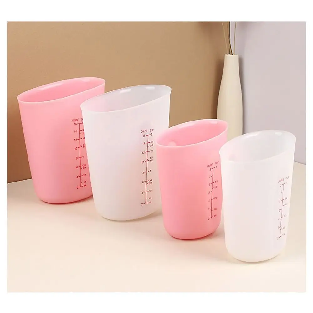 1Pcs Transparent Silicone Measuring Cup with Scale DIY Gypsum Plaster Epoxy Resin Glue Mixing Cup Heat Resistant 125/250/500ml