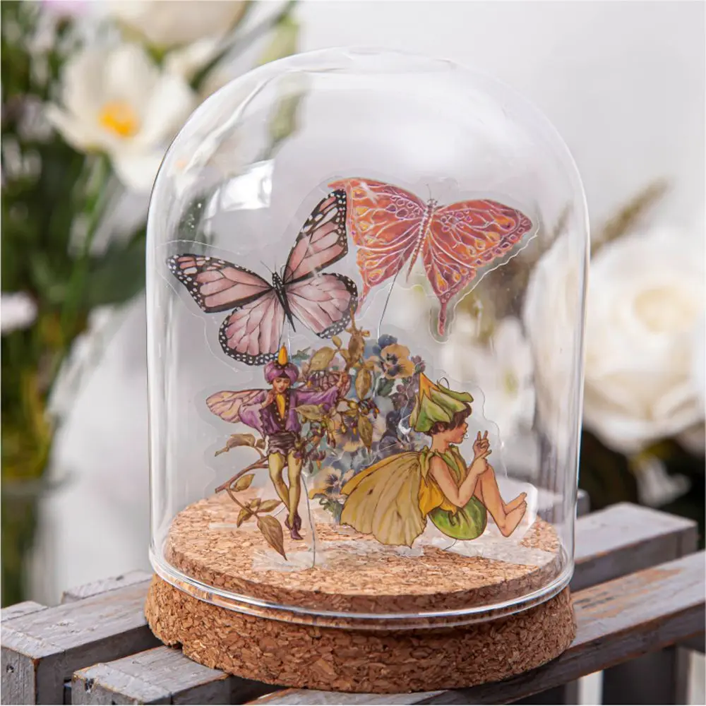 Journal Decor Scrapbooking Material Fairy Butterfly Sticker PET Stickers DIY Scrapbooking Flower Elfin Decorative Label