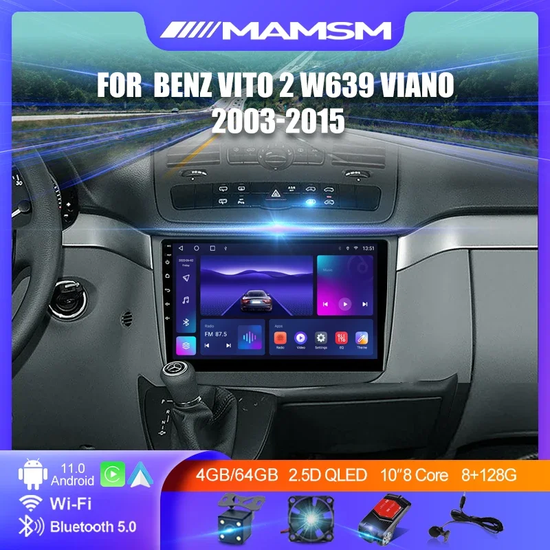 

2Din For Benz Vito 2 W639 Viano 2003 - 2015 Car Radio Multimedia Video Player GPS Carplay Android 12 Autoradio Head Unit 2K QLED