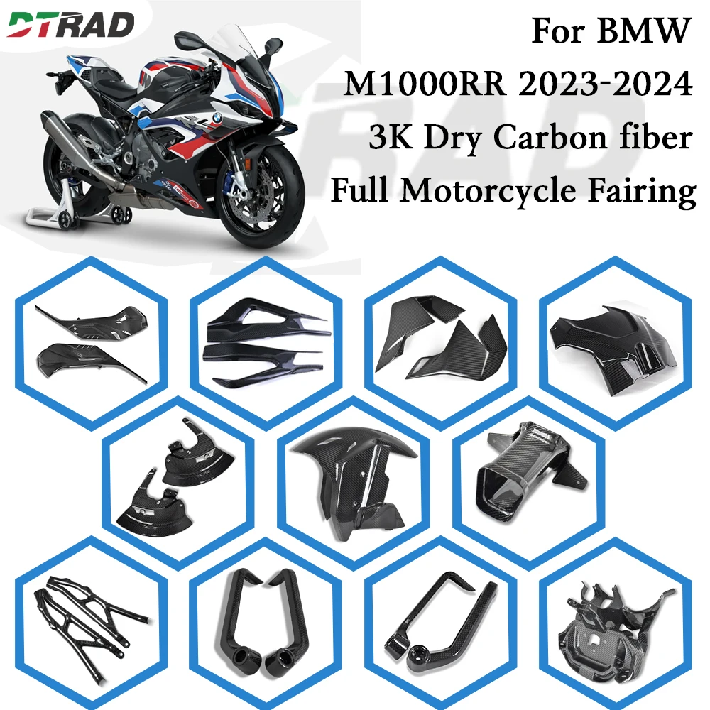 

M1000 RR 2024 for BMW M1000RR 2023-2024 Carbon Fiber Fairing Kit Motorcycle Accessories Mudguard Air Deflector Twill Gloss