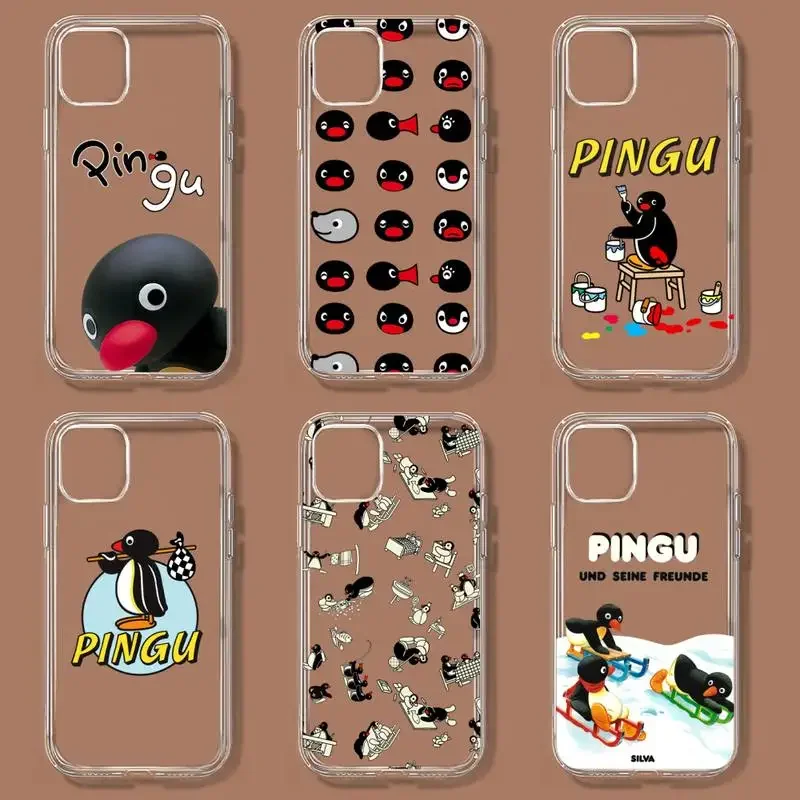 Cartoon Pingu Penguin Phone Case For Samsung GalaxyS20 S21 S30 FE Lite Plus A21 A51S Note20 Transparent Shell