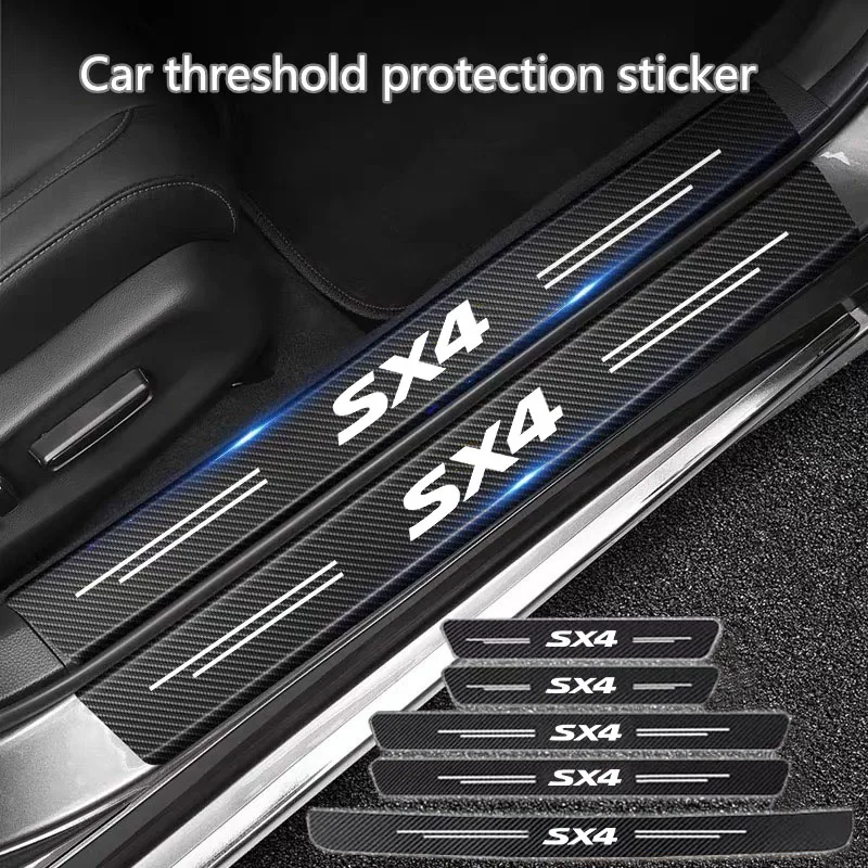 

60X7CM Auto Door Sill Protection Tape Carbon Fiber Protector Strip Sticker For Suzuki SX4 2006-2008 2009 2010 2011 2012 2013