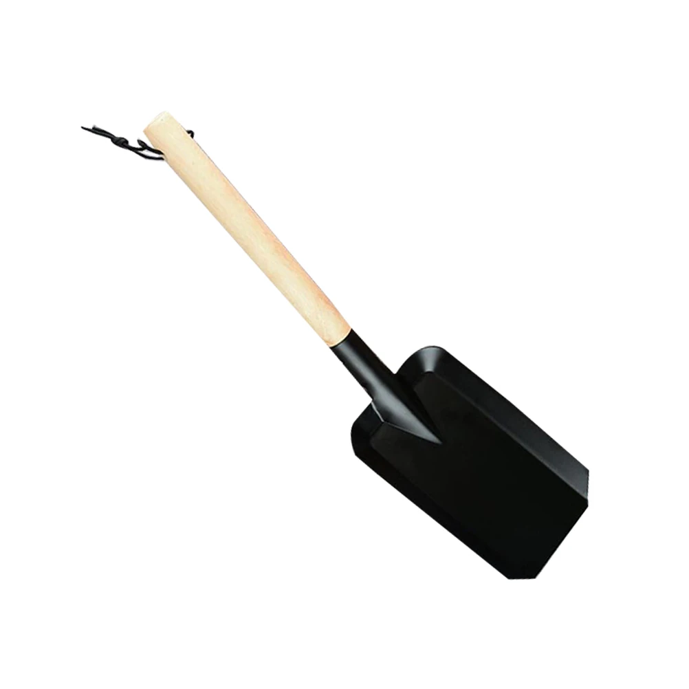 

Carbon Fire Shovel Outdoor Wooden Handle Black Flower Planting Durable Garden Spade Landscaping Trowel Household Shovels