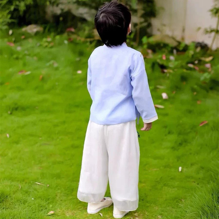 Summer Children\'s Tang Costume Performance Girl Suit Casual Baby Hanfu Traditional Chinese Clothing Boy Set Fashion Kids Outfit