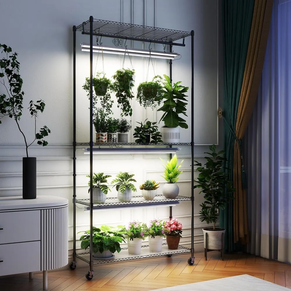 Support de plante avec lumière de croissance, 3 paquets de LED, étagère pour plantes d'intérieur avec lumière de croissance, présentoir pour pot de fleur, T1