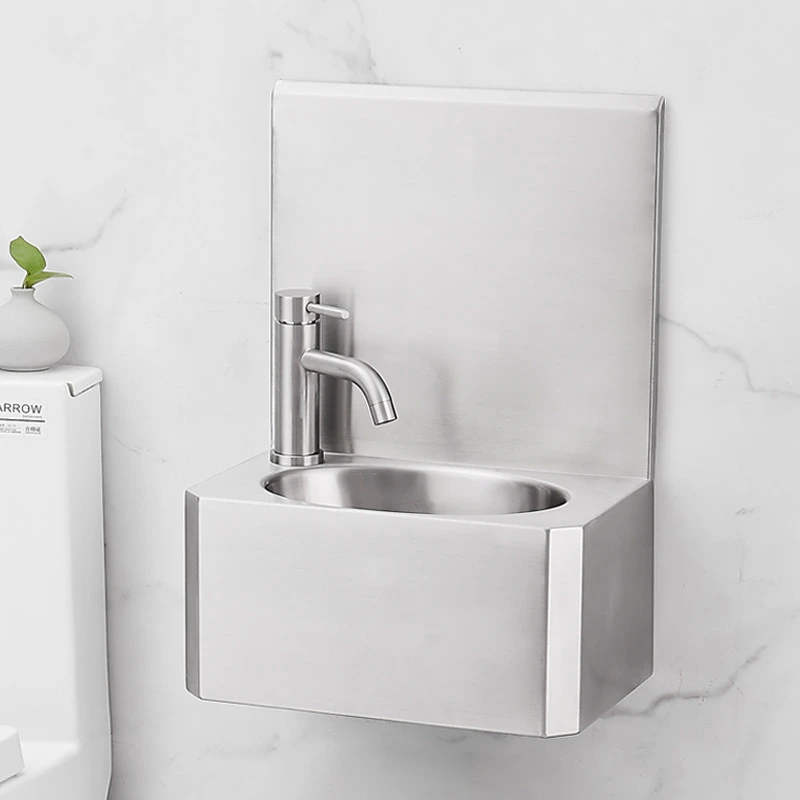 

Modern 304 stainless steel oval wall-mounted sink, compact mini bathroom wash basin,for hospitals,schools, offices, saving space