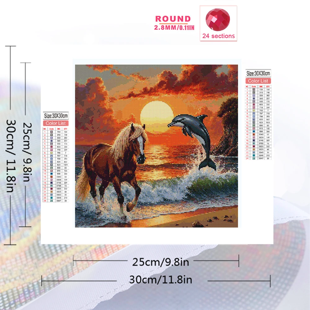 Evershine Animal Diamond Painting Horse Full Square Round Mosaic Dolphin 5D DIY Rhinestones Embroidery Sunset Handmade Hobby