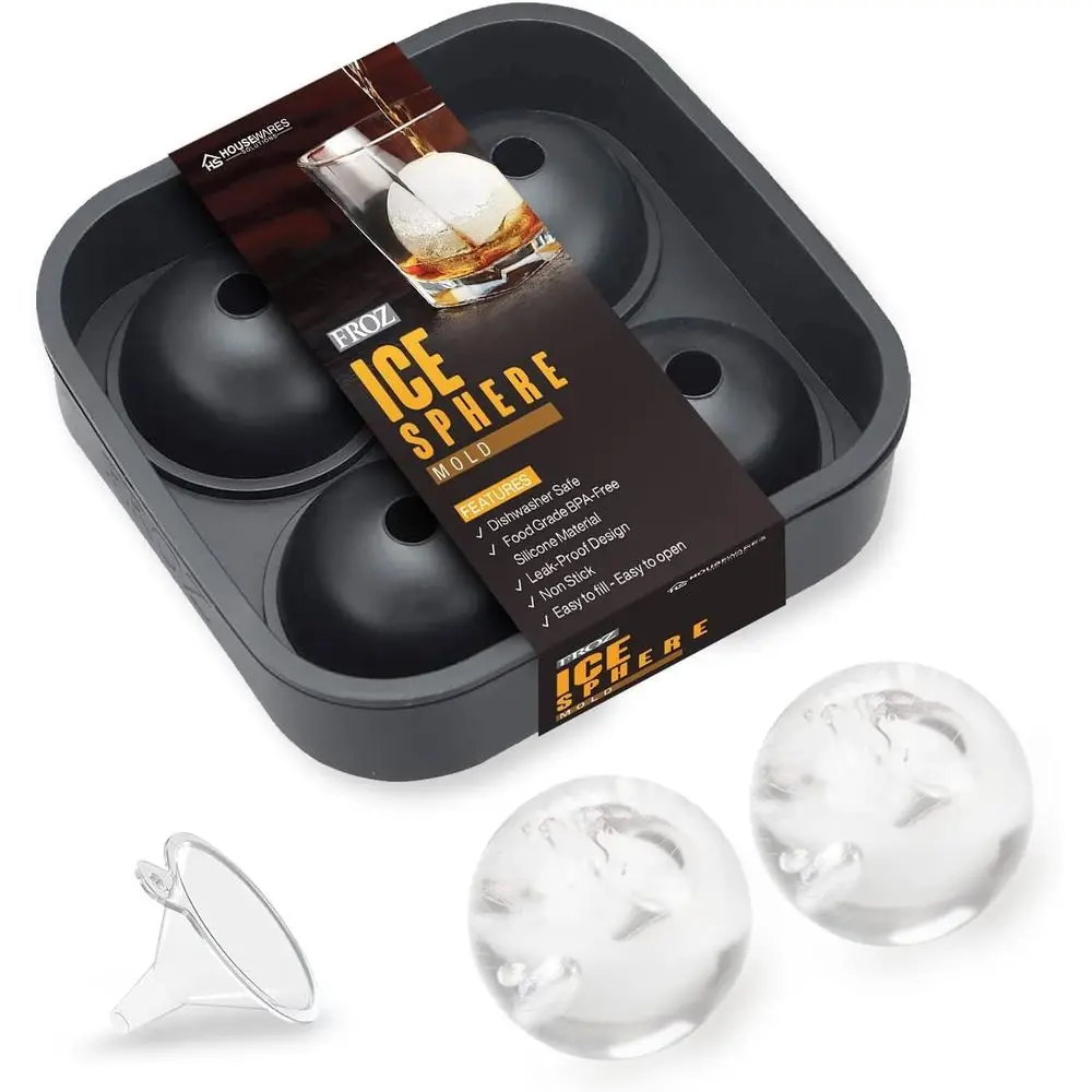 Premium Silicone Ice Ball Mold - Set of 4, 4.5cm Diameter Ice Balls