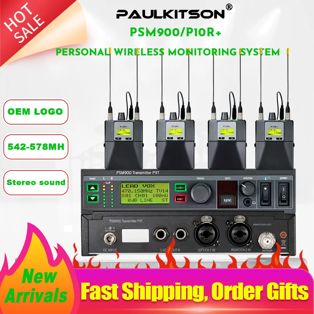 PSM900 4Bodypack Wireless In-Ear Monitoring System P9T Transmitter P10R Receiver Stage Recording Studio Stereo Monitoring System
