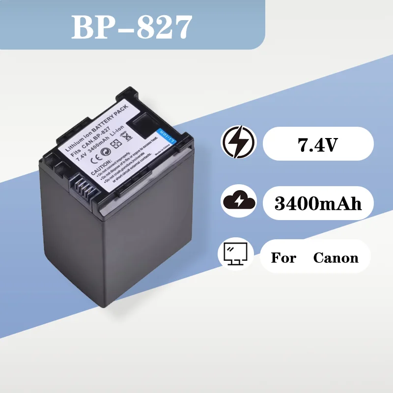 Professional 7.4V 3400mAh BP 827 Lithium Ion Battery For Canon BP-819 BP-807 BP-809 Camera