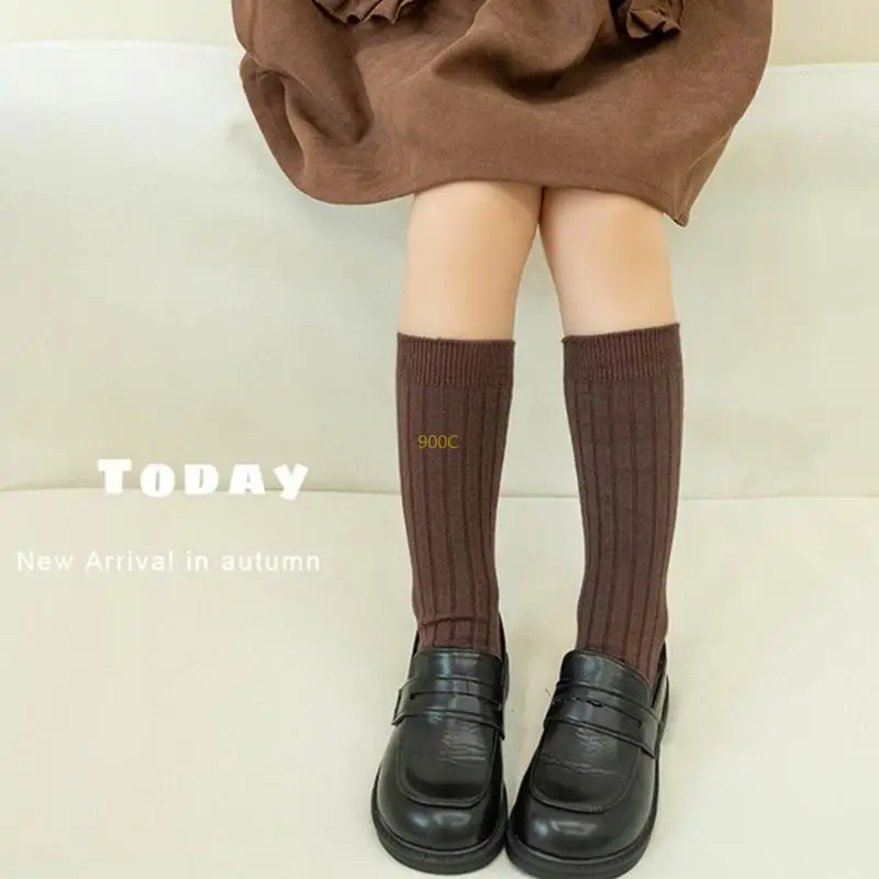 

Solid Color Cotton Knee High Socks Crochet Girl Thicken Warm Socks Breathable Autumn Winter Socks Kids Hosiery Socks