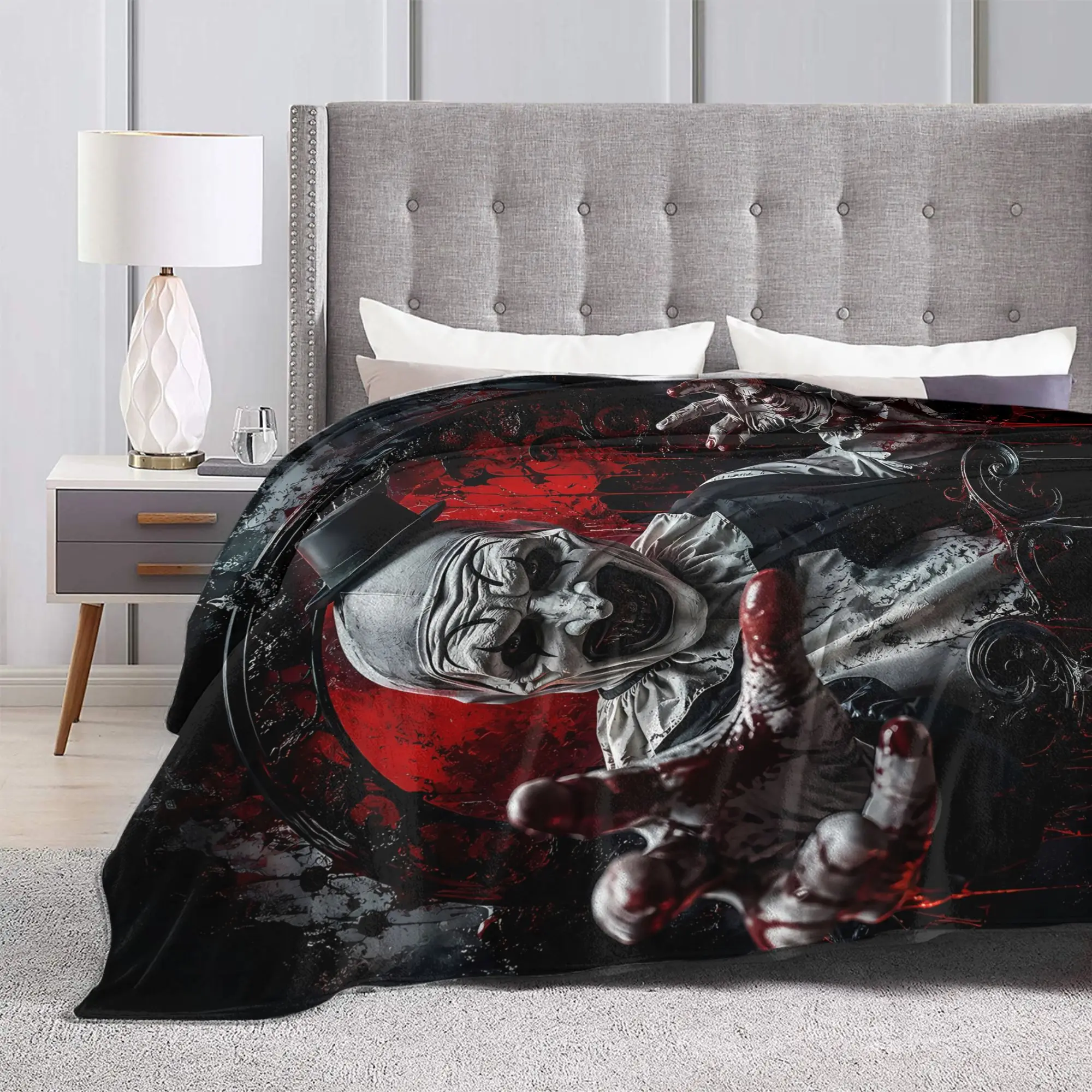 Super Soft BlanketChildren Travel Terrifier Movie Throw Blanket  Flannel Bedspread For Outdoor Novelty Sofa Bed Cover