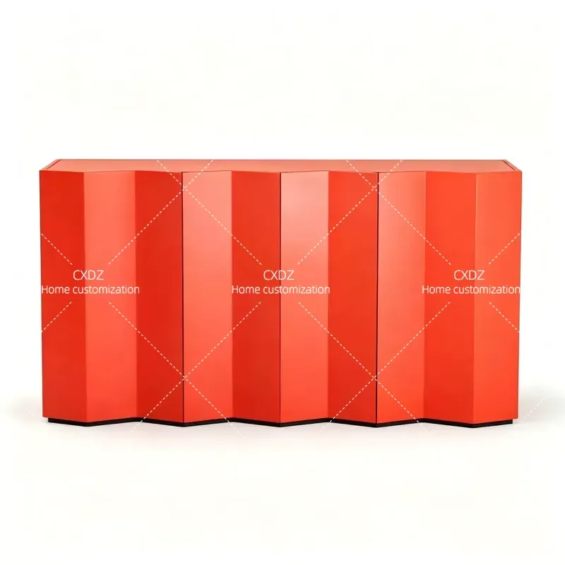 Italian Minimalist Orange Painted Dining Side Cabinet Entryway Porch Shoe Storage Living Room Decorative Console Table