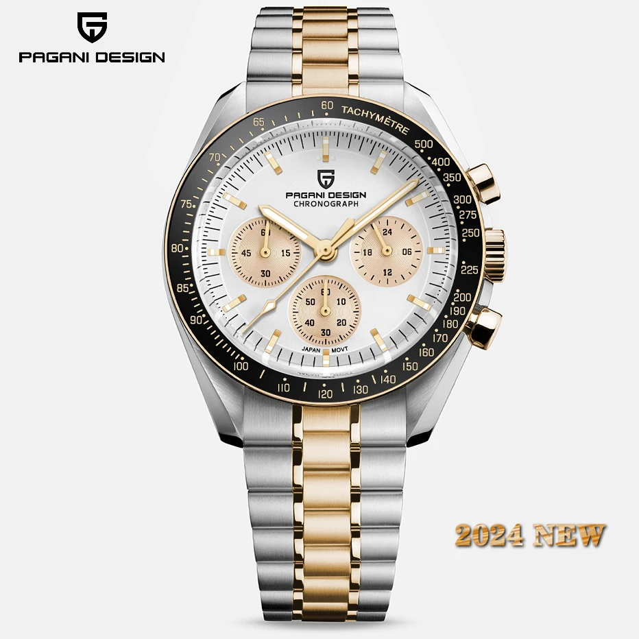 PAGANI DESIGN 2025 New Watches Luxury Quartz Watch men Auto Date Chronograph AR Sapphire crystal Wristwatch Men Silver Gold Moon