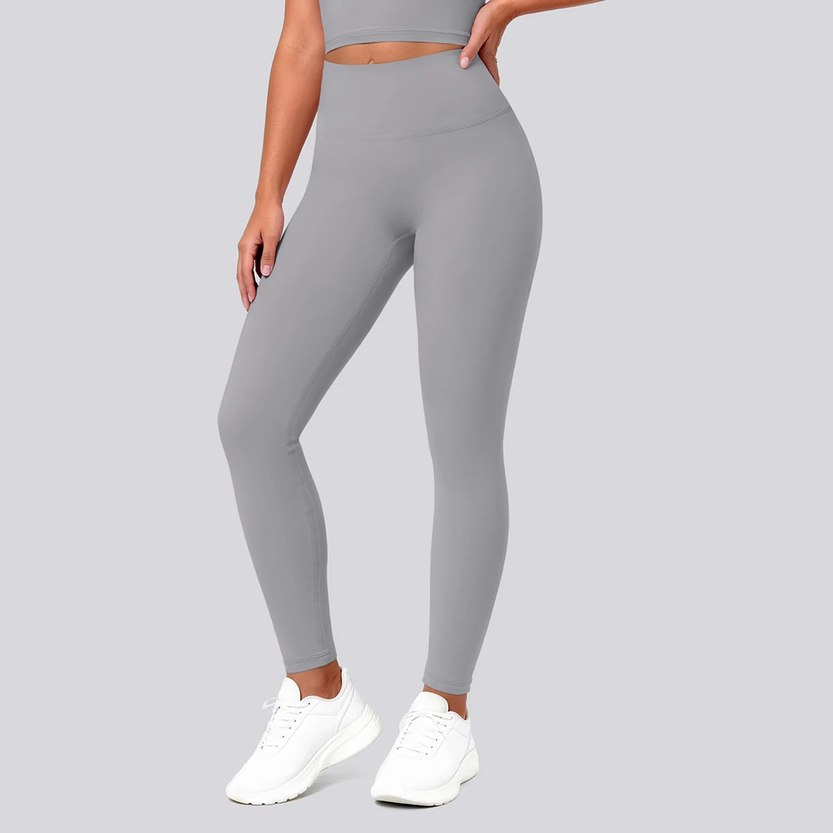 Hochtaillierte, schnelltrocknende Yoga-Hose für Damen, Fitness-, Lauf-, Rad- und Workout-Leggings, einfarbige, formgebende Sport-Hose – Detail 27