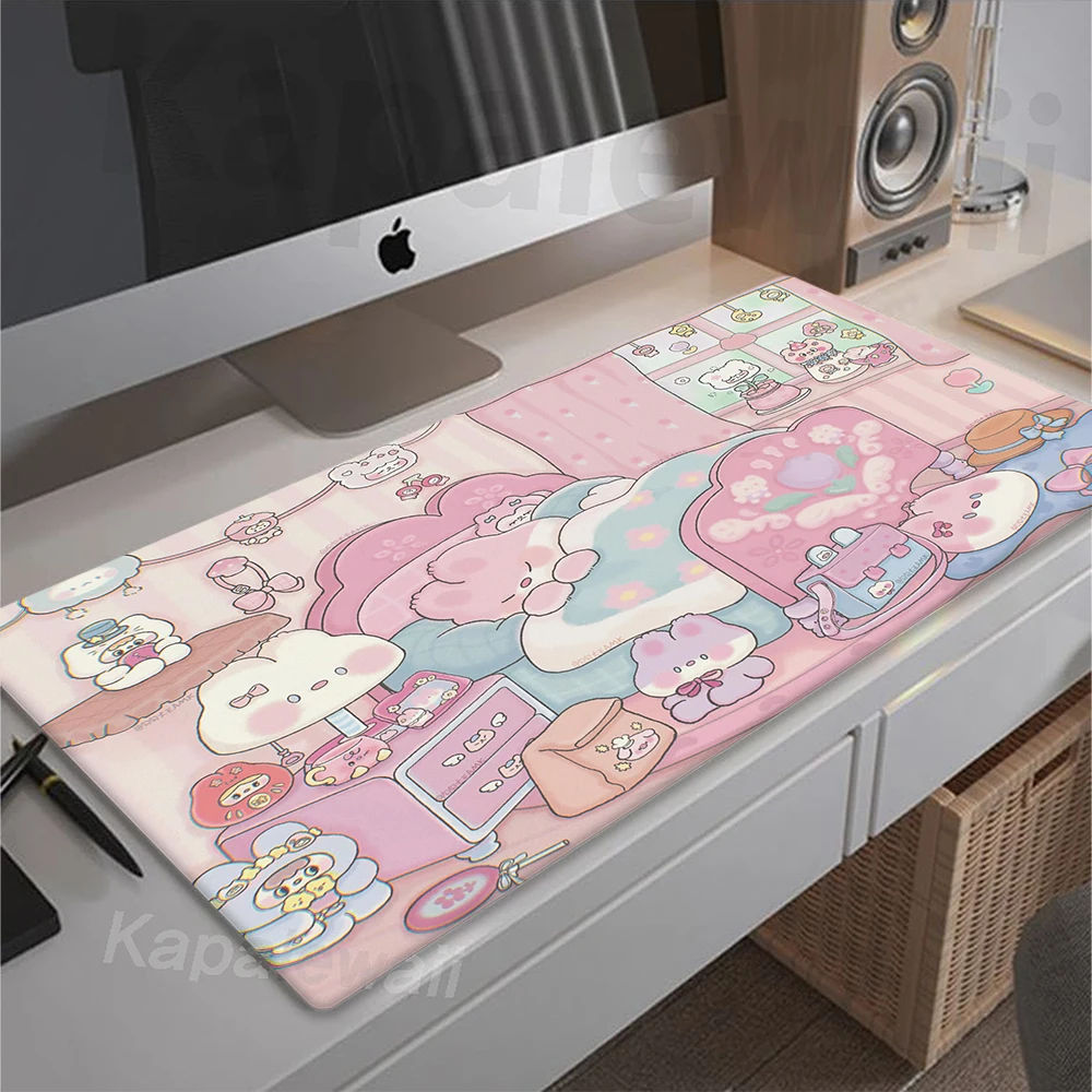 Gamer Anime Kawaii Cute Mousepad Large Gaming Mouse Pad Computer Speed Keyboard Pad blocco bordo Mouse Mat Cartoon Desk Mat