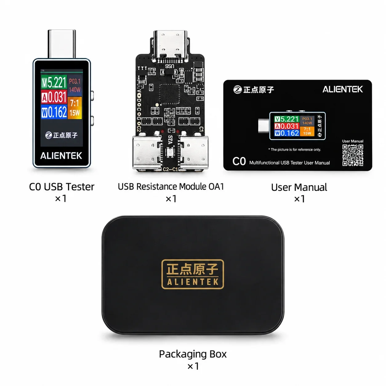 ALIENTEK C0 140W Power Meter Tester Supports Multi Fast Charging Protocols Ripple Line Resistance Measurement Tools