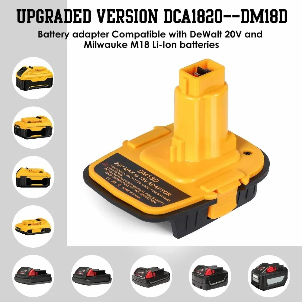 Adaptér baterie DM18D pro Dewalt 20V Milwaukee 18V lithium-iontovou baterii na Dewalt 18V NiCd NiMh baterii s USB - náhled 2