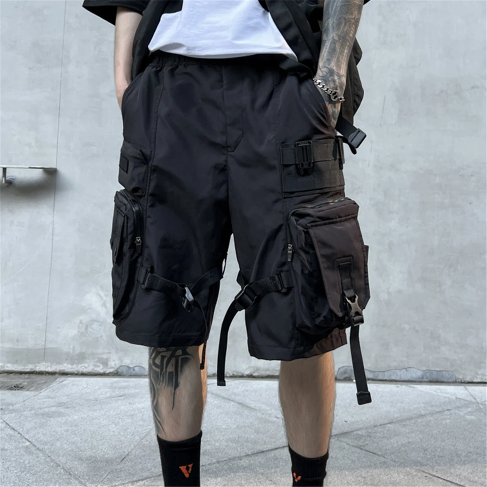 2023 Summer Tactical Cargo Shorts Men Fashion Functional Multi Pockets Shorts Techwear Hip Hop Streetwear Knee Length Pants