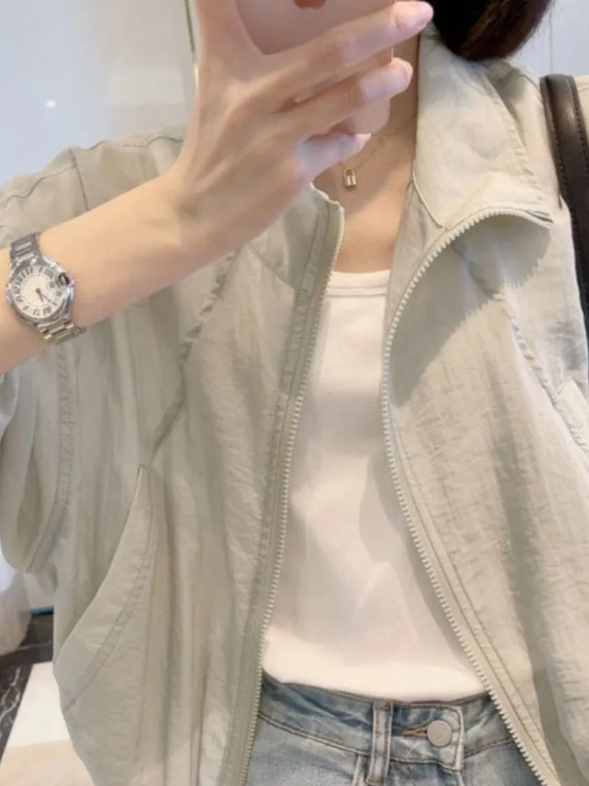 2025年夏 レディース 新作 ゆったりスタイル カジュアルファッション 軽量 通気性 日焼け防止服 ショート丈 アウター