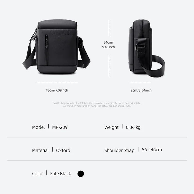 MARK RYDEN Minimalist Vertical Crossbody Bag Lightweight Oxford Water Resistant Phone Shoulder Bag For Daily Travel