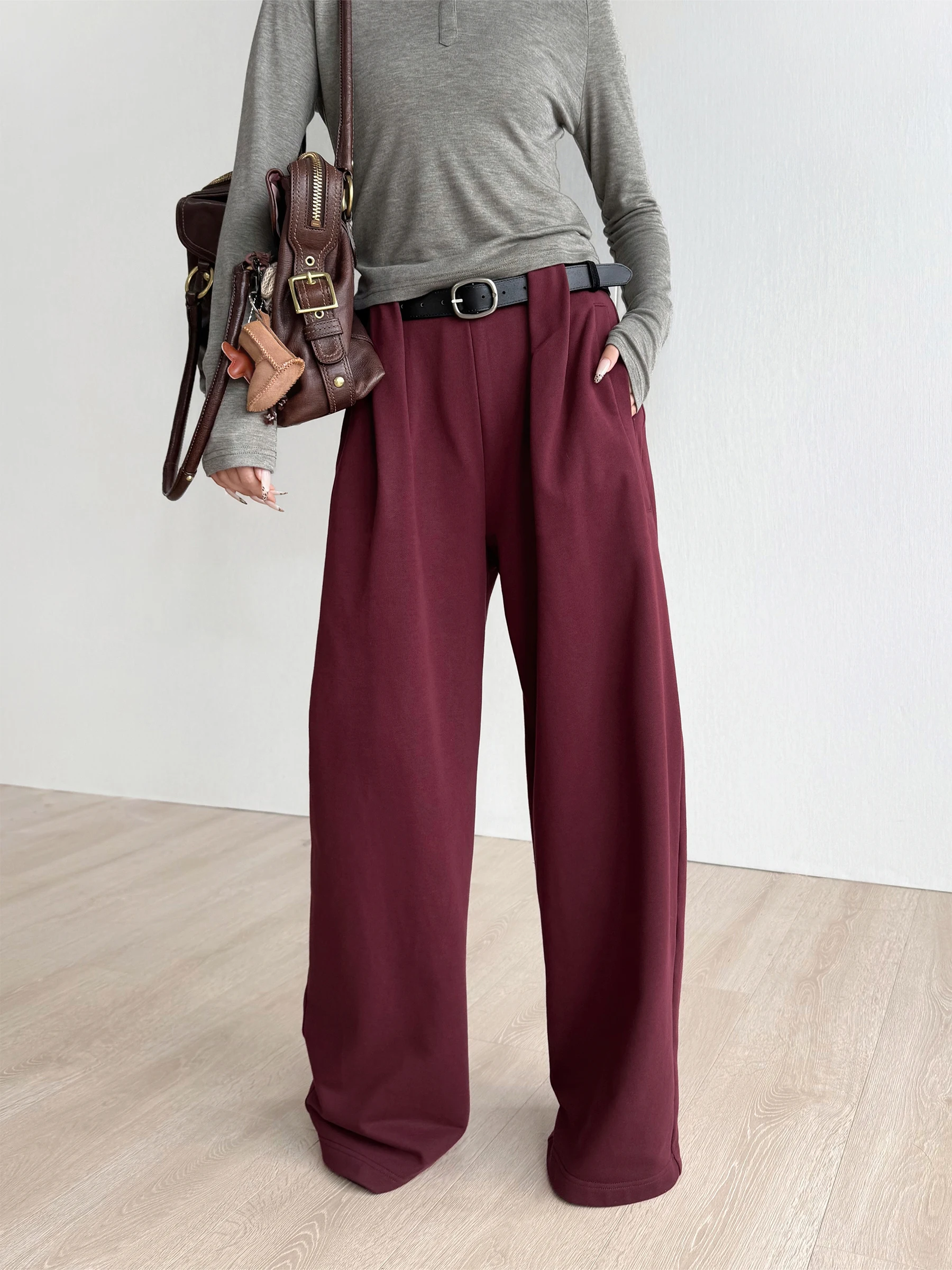 

NancyCavally Retro Street Sle Loose Fit Straight Leg Sweatpants Heavyweight Double Teaded Combed Cotton Faionable Casua...