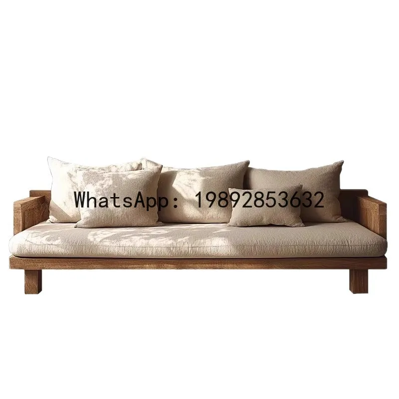 

LYY Home Use Living Room Style Solid Wood Sofa Modern Simple Detachable Washable Double Three-Person Natural Wood Sofa
