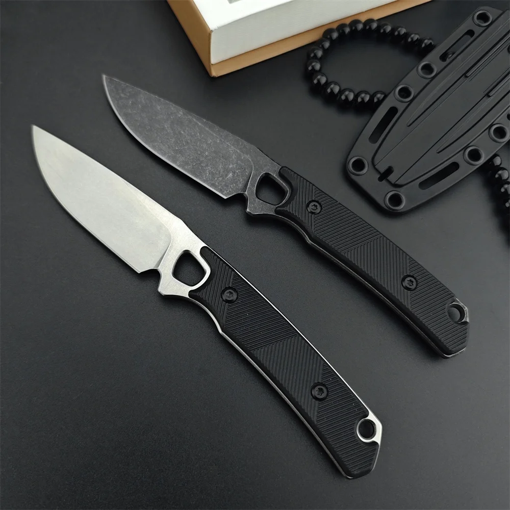 High Hardness KS 2048 Steppe EDC Fixed Knife 8Cr13Mov Stonewashed Blade Nylon Fiber Handle Tactical Knives Camping Hunting Tool