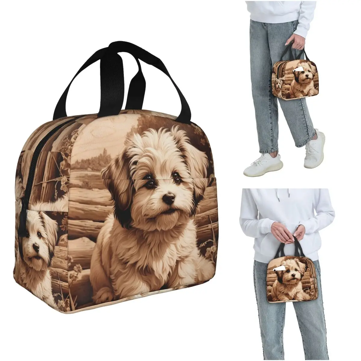 

Термосумка для обедов Havanese The Joyful Spirit Of Wood с изоляцией, для женщин и детей, портативная, для еды, термосумка-тоут