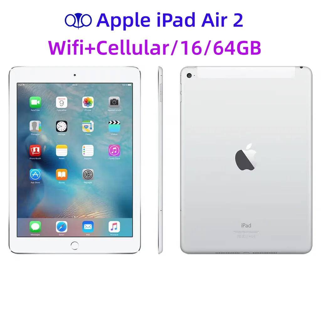 Original Unlocked Apple iPad Air 2 Cellular+Wifi 16/64GB ROM 2GB RAM 9.7'' iOS 8.1 IPS LCD 96% New  Tablet