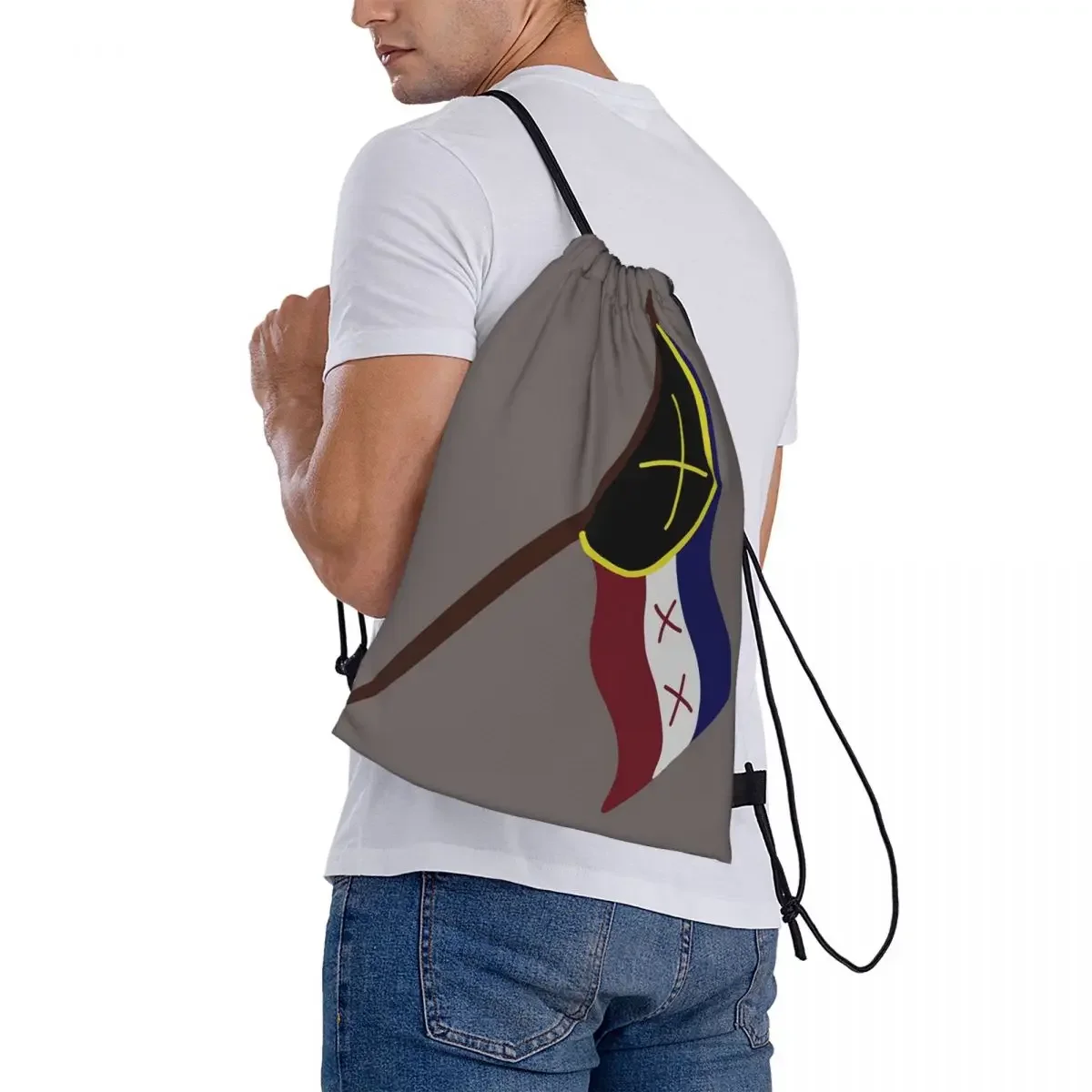 Zaini con bandiera di manburg borse con coulisse portatili di moda borsa con coulisse tasca per articoli vari borsa per libri per studenti di viaggio