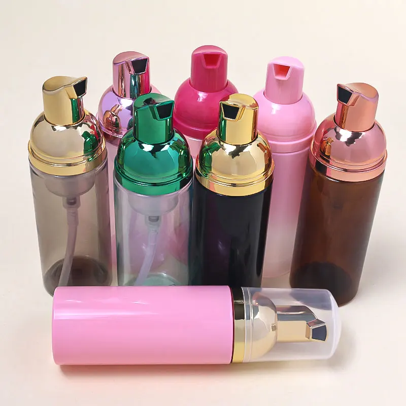 60ML Reusable Powder Foam Pump Bottle Travel Cosmetic Dispenser Pink Cleaning Nose Brush Grafting Eyelash Cleaning Tools