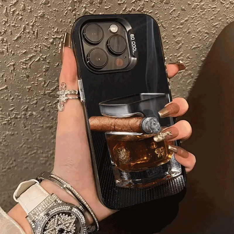 

Fashionable cigar patterns phone case for iPhone 16 15 14 13 12 11 Pro/ Max/Plus shock-proof rear cover anti-fingerprint