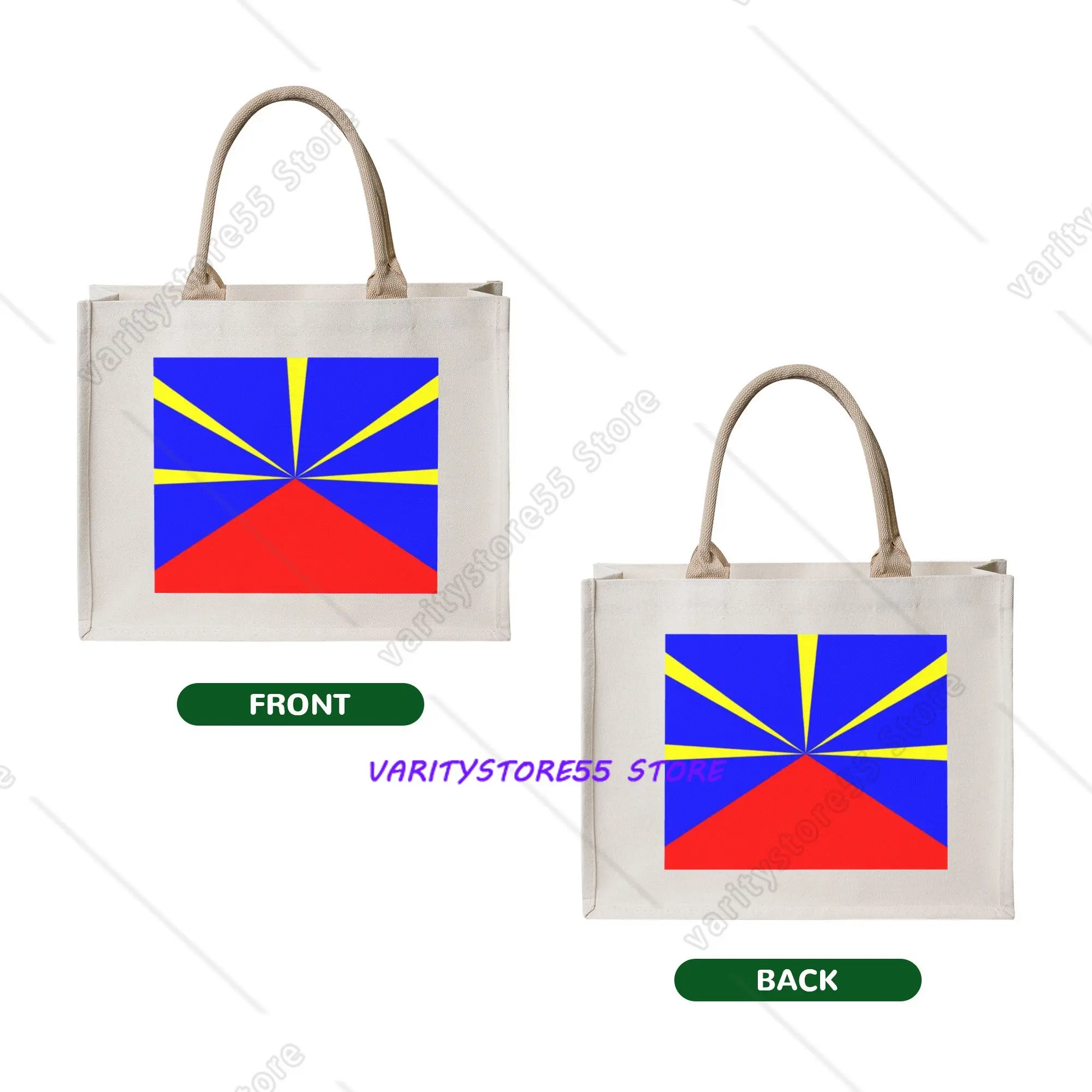 Custom 974 Reunion Island Flag Shopping Bag Women Portable Large Capacity Grocery Reunionese Proud Shopper Tote Bags