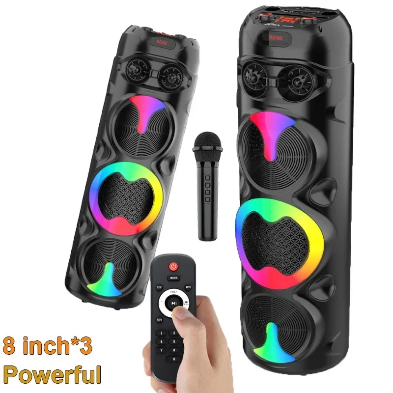 ZQS8309 Outdoor Subwoofer Hight Powerful Karaoke Bluetooth Speaker 3*8 Inch Large Horn RGB Lighting Home Theater Sound System