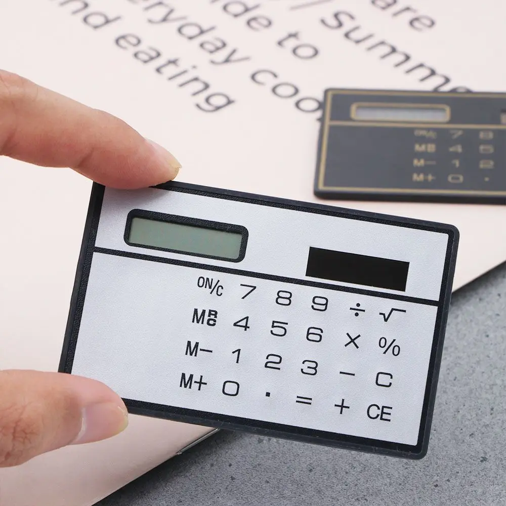 Solar Powered calculadora para Office Electronics, Ultra-fino, calculadora de bolso, Mini calculadora, cartão de crédito