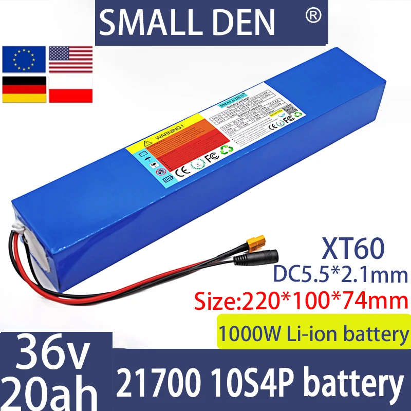 36V 20Ah 21700 10S4P Lithium ion Battery Pack 1000W Electric Tool Battery Outdoor Backup Battery High Power and Large Capacity