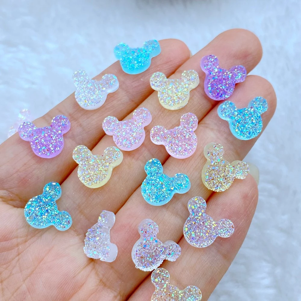 100Pcs New Cute Mini 10*12mm Small Mouse Head Series Resin Flatback Cabochon Ornament Jewelry Making Hairwear Accessories