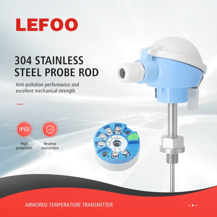 LEFOO LFW20 4~20ma pt100 IP65 Liquid Gas Armored Temperature Transducer Temperature Transmitter