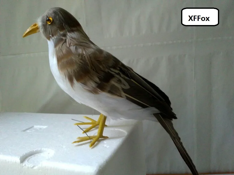 30cm Lifelike Sparrow Bird Model Gray Polyethylene & Furs Simulation Ornamental Gift Approximate Weight 0.2kg