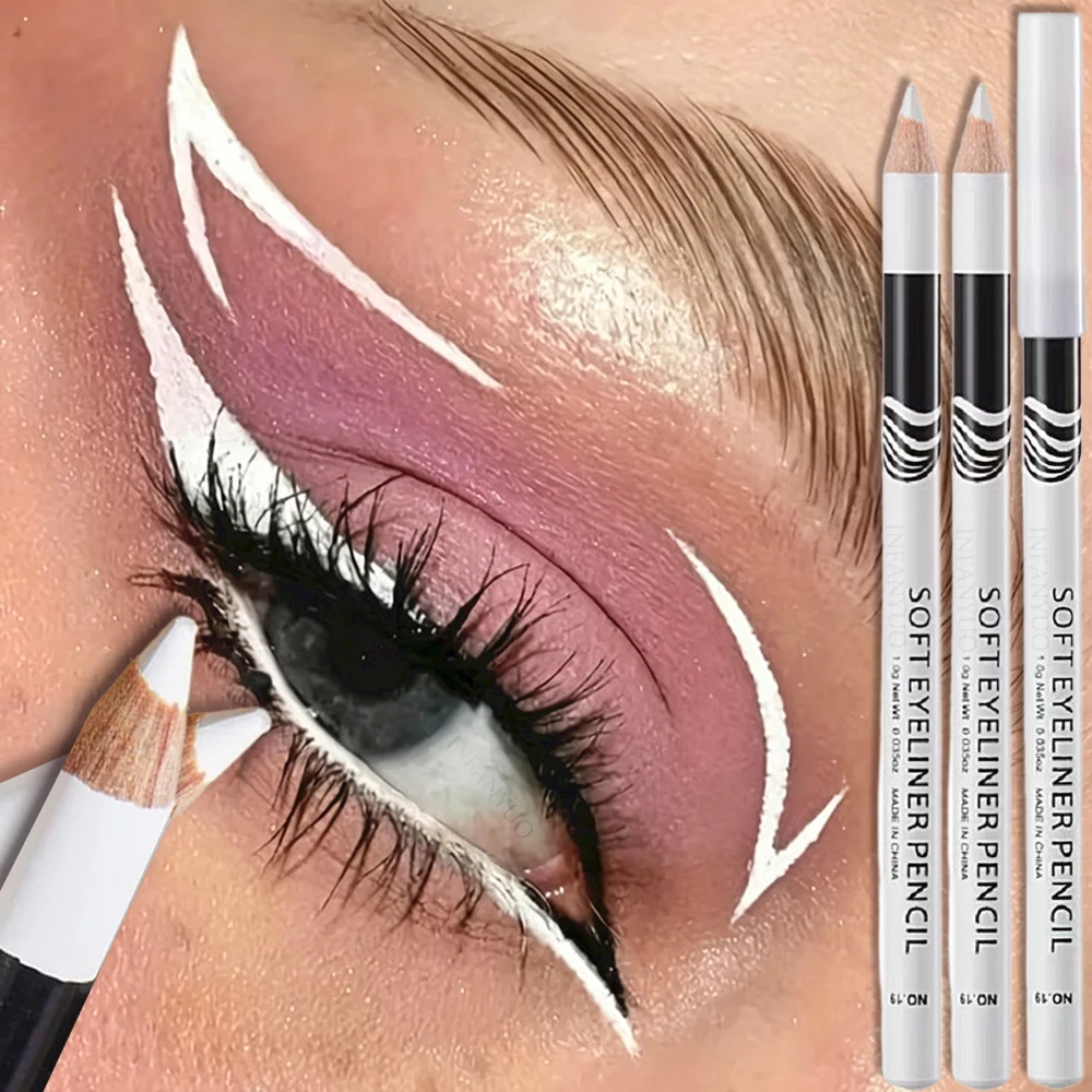 1/2/3pcs Fast Drying Matte White Eyeliner Pencil Smooth Waterproof Eyeliner Pen Long Lasting Eyelid Cosmetic Eyes Makeup Tools