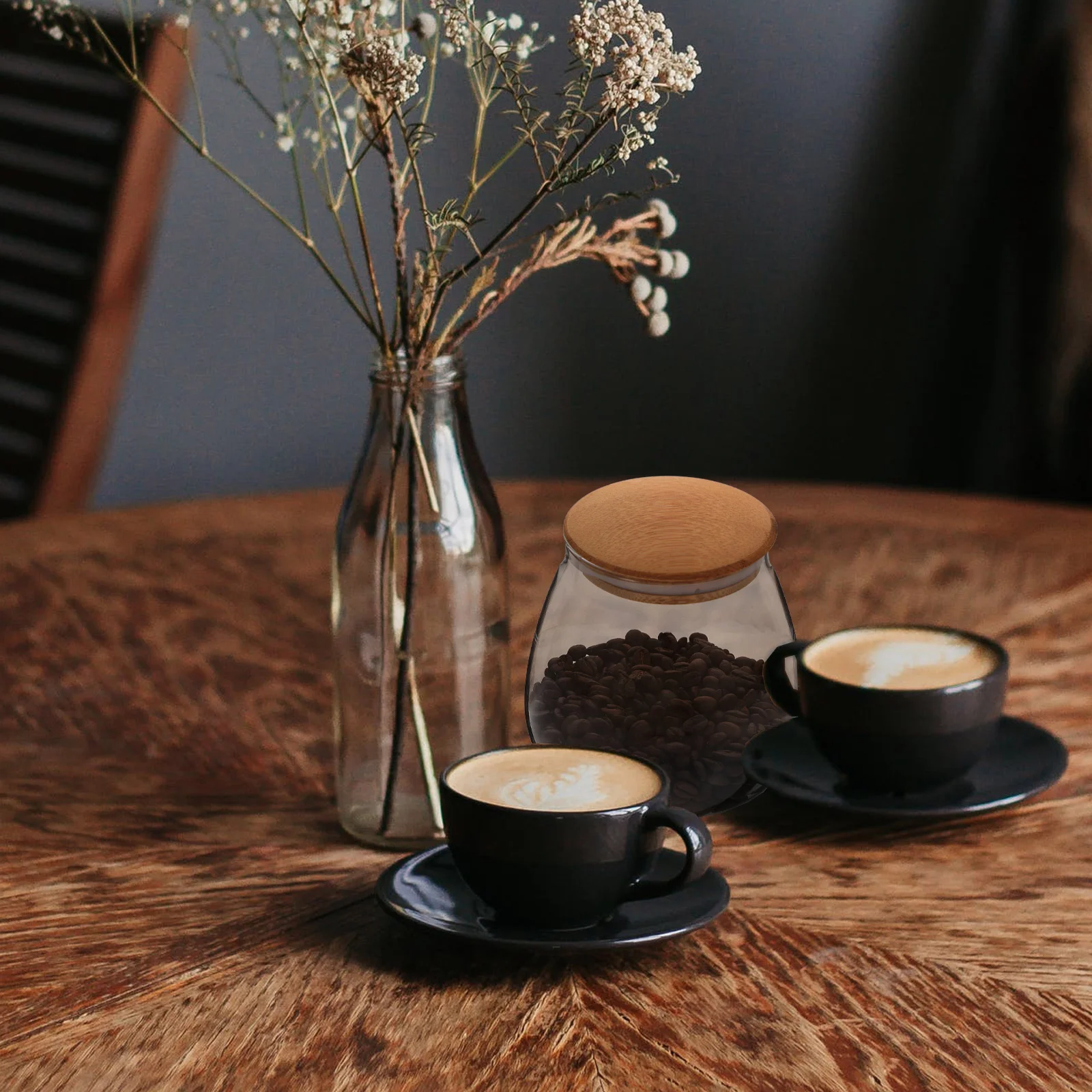 

1Pcs Bamboo Lid Storage Jar Environment Friendly Airtight Transparent Bottle Kitchen Storage Holder for Tea Coffee Beans Snacks