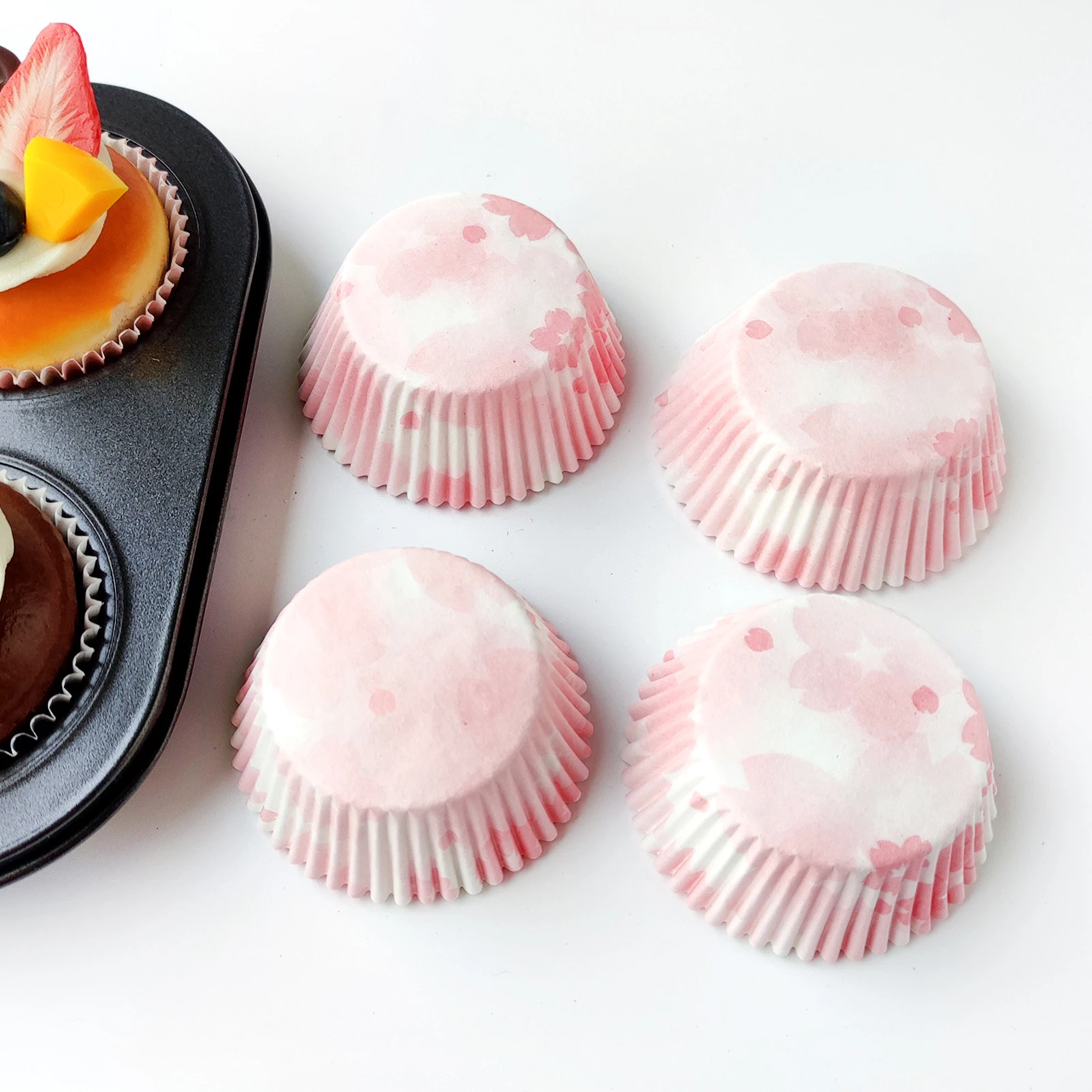 100 Pcs Cupcake Liners Standard Baking Cups, Multi-purpose Simplicity Hem Cupcake Liners Non Stick Wrappers
