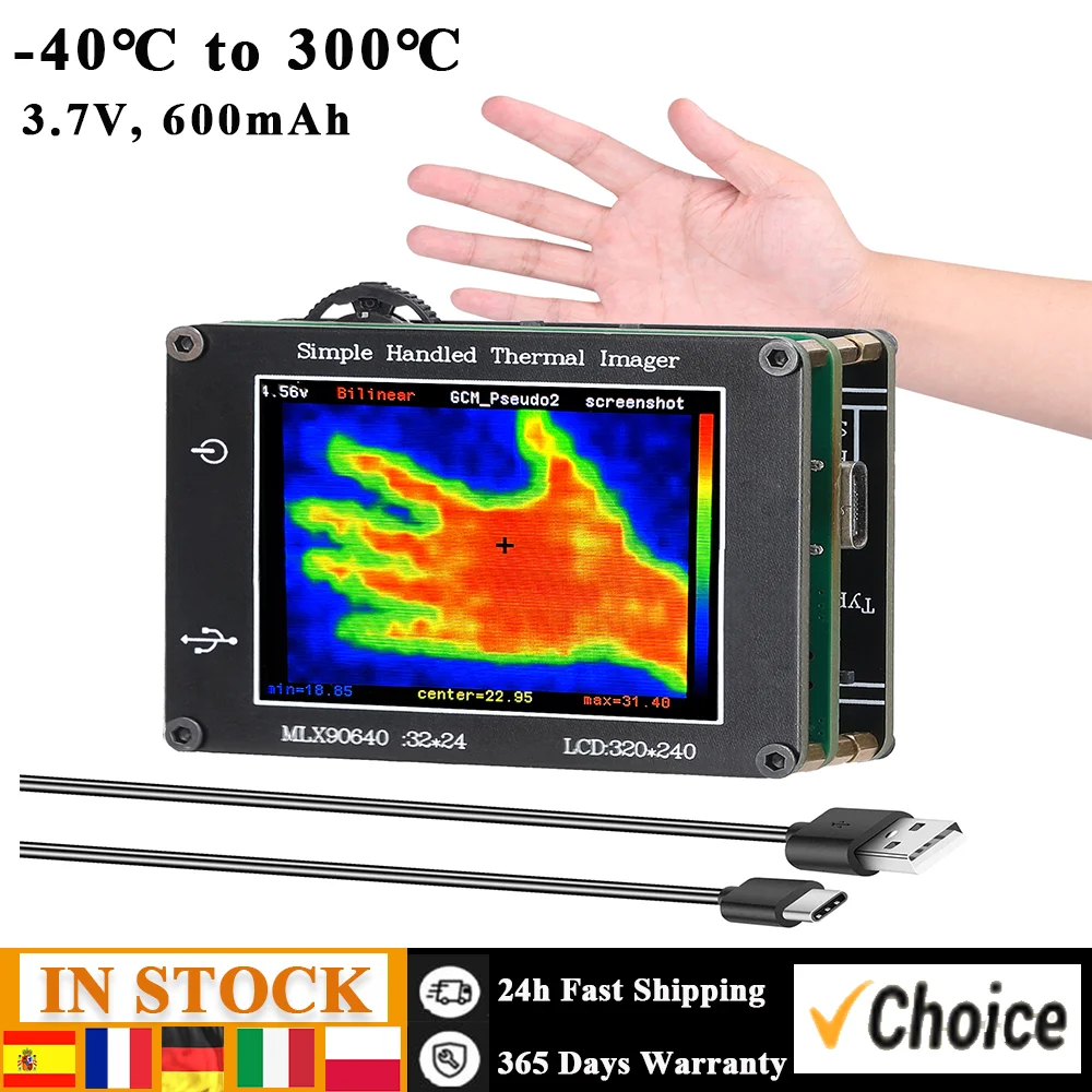 24 * 32 Pixel Infrared Sensor Simple Thermal Imager 240*320 Resolution Clear Definition Imaging Camera -40℃ to 300℃ Temperature