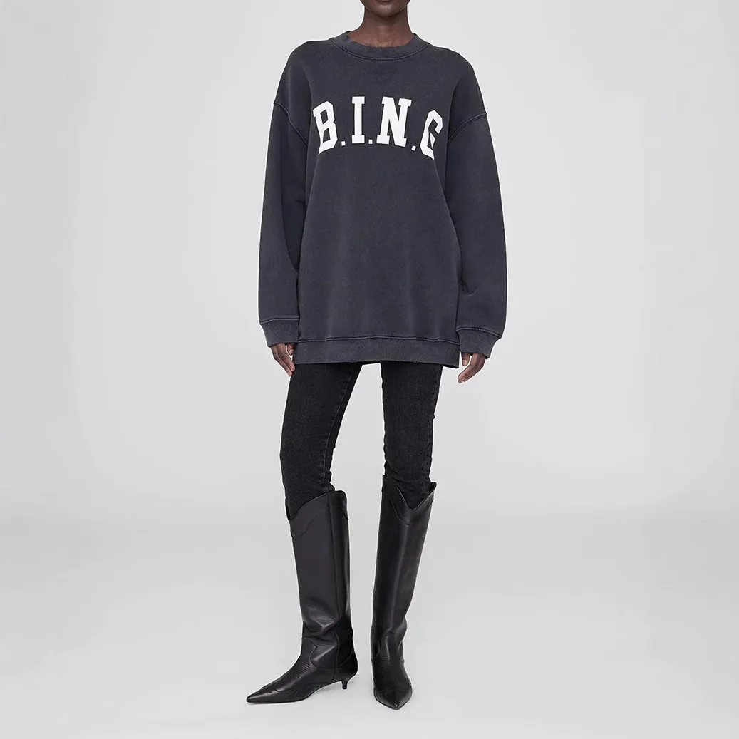 الخريف والشتاء رسائل أمامية جديدة بينغ الطباعة غسل المياه المقلية اللون ثقوب فضفاضة المرأة سترة