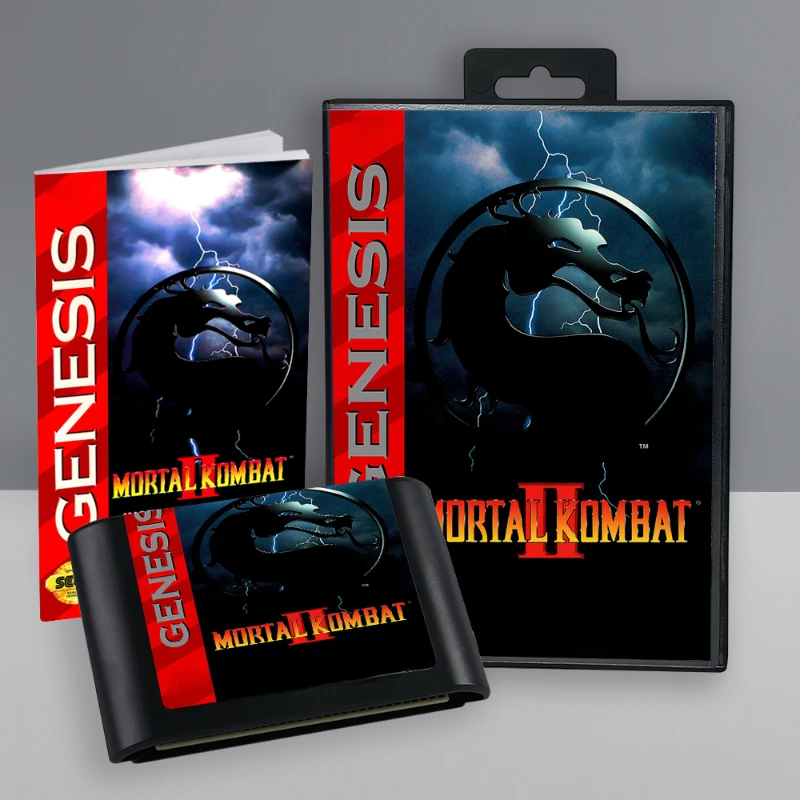 Mortal Kombat I II III Ultimate Mortal Kombat 3 16 Bit Game Card with Box Manual for Sega Megadrive Video Game Console Cartridge