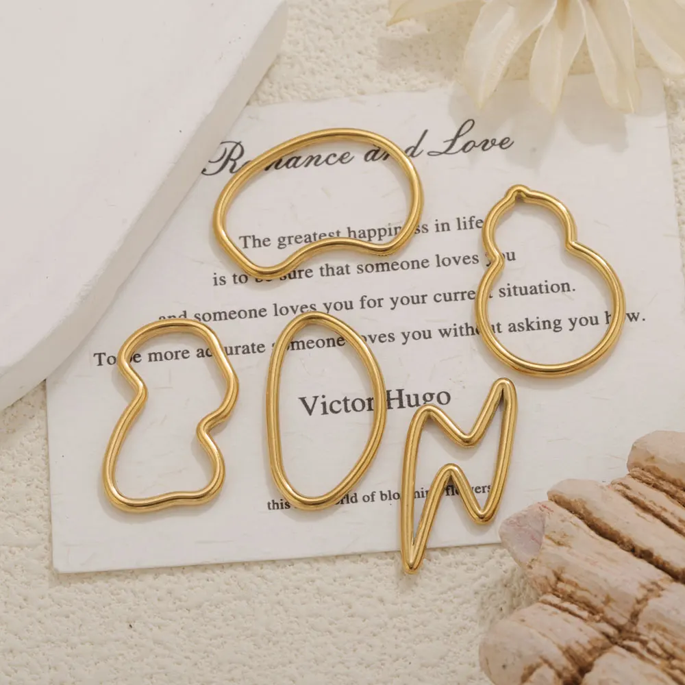 5 Stück Edelstahl-Verbinder mit geschlossenem Ring für Schmuckherstellung, unregelmäßig geformte Verbinder, Schmuckzubehör, handgefertigte Accessoires – Detail 5