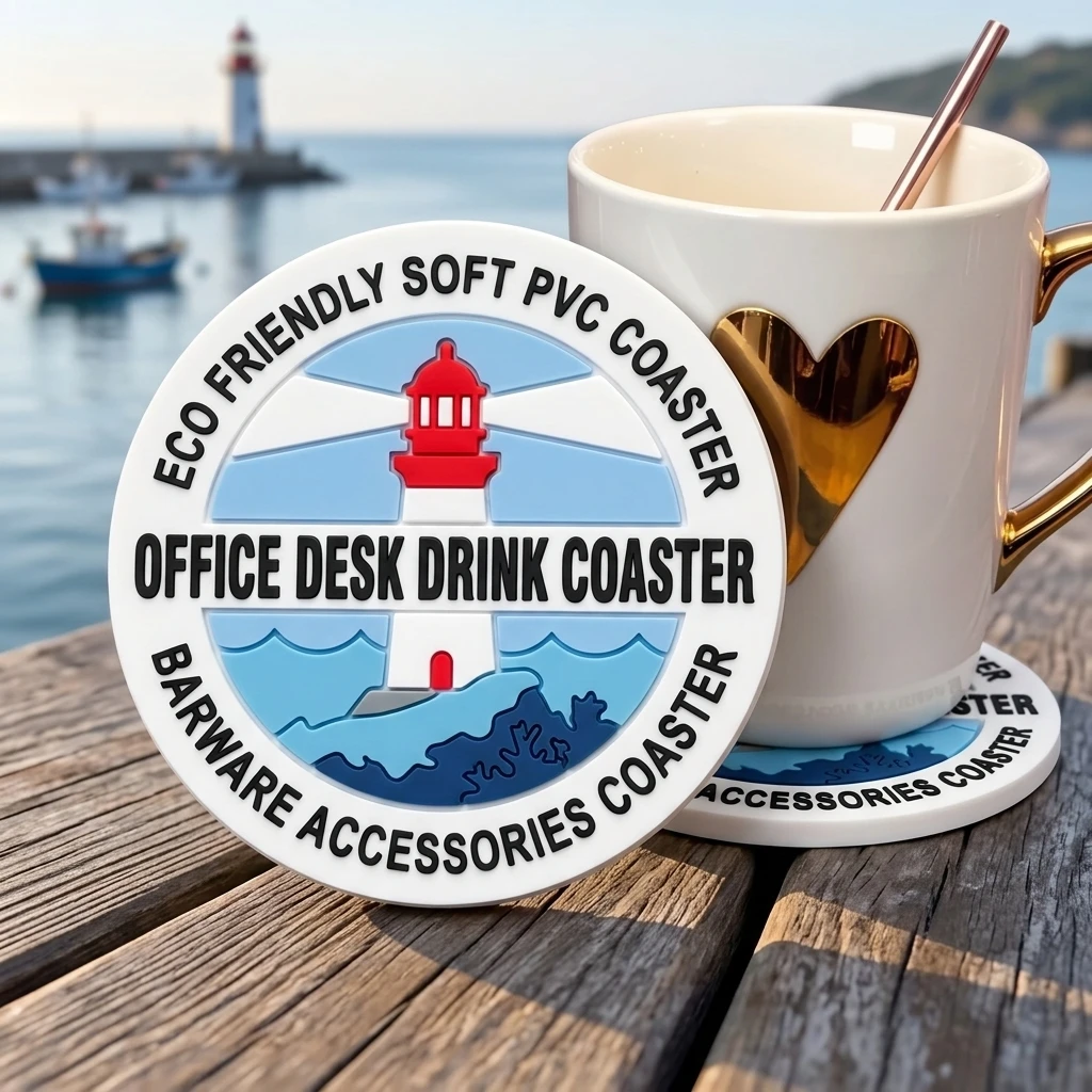 Personalized Round PVC Drink Coaster Custom Logo Non‑Slip Heat‑Proof Cup Pad Household Table Protector